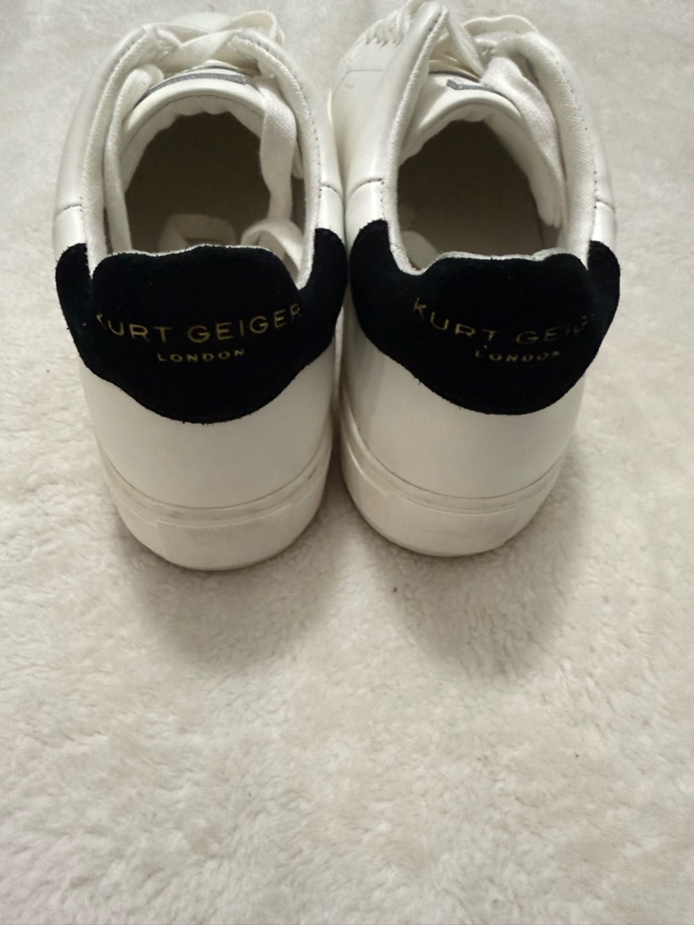 Kurt Geiger White Leather Sneakers with Black Heel Accent - Picture 3 of 5